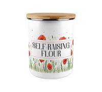 Purely Home Red Summer Poppies Self-Raising Flour Canister - Extra Large Food Kitchen Storage Container - Poppy Patterned Floral Homewares Gifts