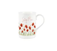 Purely Home Red Summer Poppies Step Mum Mug - Floral Meadow Gift/Present for Relative - Remembrance Day Poppy Bone China Coffee/Tea Cup
