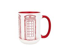 Purely Home Red Telephone Box Mug - Iconic British Large 500ml Ceramic Tea/Coffee Cup Gift