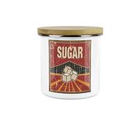 Purely Home Retro 1950s Style Sugar Canister - White Metal Enamel Kitchen Food Storage Container