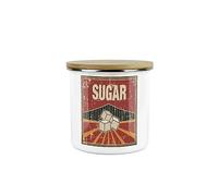 Purely Home Retro 1950s Style Sugar Canister - White Metal Enamel Kitchen Medium Sized Food Storage Container