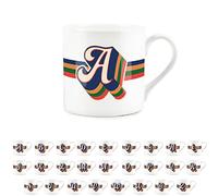 Purely Home Retro Alphabet Letter A Mug - Bone China White Coffee Tea Present Personalised Initial Gift