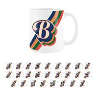 Purely Home Retro Alphabet Letter B Mug - White Coffee Tea Present Personalised Initial Gift