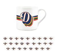 Purely Home Retro Alphabet Letter D Mug - Bone China White Coffee Tea Present Personalised Initial Gift
