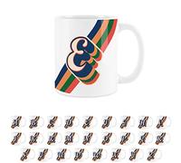 Purely Home Retro Alphabet Letter E Mug - White Coffee Tea Present Personalised Initial Gift