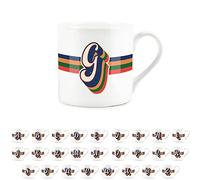 Purely Home Retro Alphabet Letter G Mug - Bone China White Coffee Tea Present Personalised Initial Gift