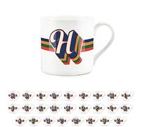 Purely Home Retro Alphabet Letter H Mug - Bone China White Coffee Tea Present Personalised Initial Gift