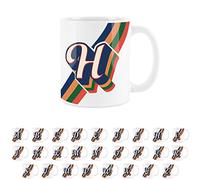 Purely Home Retro Alphabet Letter H Mug - White Coffee Tea Present Personalised Initial Gift