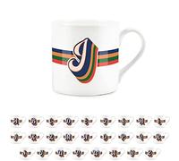 Purely Home Retro Alphabet Letter J Mug - Bone China White Coffee Tea Present Personalised Initial Gift