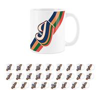 Purely Home Retro Alphabet Letter J Mug - White Coffee Tea Present Personalised Initial Gift