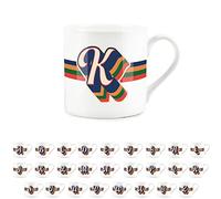 Purely Home Retro Alphabet Letter K Mug - Bone China White Coffee Tea Present Personalised Initial Gift