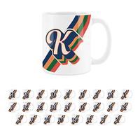 Purely Home Retro Alphabet Letter K Mug - White Coffee Tea Present Personalised Initial Gift