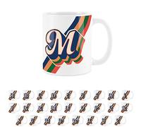 Purely Home Retro Alphabet Letter M Mug - White Coffee Tea Present Personalised Initial Gift
