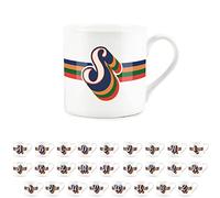 Purely Home Retro Alphabet Letter S Mug - Bone China White Coffee Tea Present Personalised Initial Gift