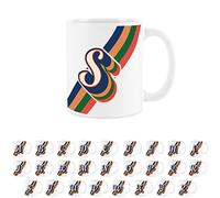 Purely Home Retro Alphabet Letter S Mug - White Coffee Tea Present Personalised Initial Gift