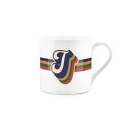 Purely Home Retro Alphabet Letter T Mug - Bone China White Coffee Tea Present Personalised Initial Gift