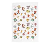Purely Home Retro Breakfast Tea Towel - Funny Cartoon Food Themed Gift - Panama Cotton Kitchen Dish Towel/Drying Cloth - 67cm x 45cm