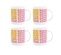 Purely Home Retro Daisy Pop Bone China Mugs - Set Of 4