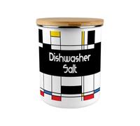 Purely Home Retro Dishwasher Salt Storage Canister - Art Deco 2.7L Extra-Large Enamel Kitchen & Cleaning Tin Gifts