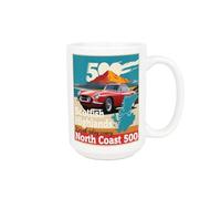 Purely Home Retro NC500 Mug - Scottish Highlands North Coast 500 Gifts for Car Fans - Large 500ml Ceramic White Cup Present