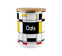 Purely Home Retro Oats Canister - Art Deco 2.7L Extra-Large Enamel Kitchen Storage Tin Baking Gifts