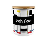 Purely Home Retro Plain Flour Canister - Art Deco 2.7L Extra-Large Enamel Kitchen Storage Tin Baking Gifts