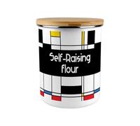 Purely Home Retro Self-Raising Flour Canister - Art Deco 2.7L Extra-Large Enamel Kitchen Storage Tin Baking Gifts