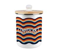 Purely Home Retro Waves Compost Caddy - Metal 2L Decorative Kitchen Food Waste Bin