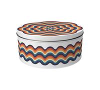 Purely Home Retro Waves Large Cake Tin - Colourful Rainbow Kitchen Gifts - Round Metal Storage Container For Baking 23 X 10Cm