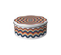Purely Home Retro Waves Small Cake Tin - Colourful Rainbow Kitchen Gifts - Round Metal Storage Container For Baking 18 X 7Cm