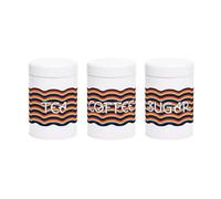 Purely Home Retro Waves Tea Coffee & Sugar Canister Set - Colourful Rainbow Stripe - White Screw Top Lid Kitchen Storage Containers 750Ml Gift