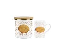 Purely Home Rich Tea Biscuit Mug & Canister Gift Set - Novelty Gifts for Foodies - Ceramic Mug & Enamel Biscuit Tin/Cookie Jar Present