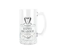 Purely Home Ring Bearer Glass Stein - Wedding Roles Drinks Glass Thank You Gift - 450Ml Drinking Cup/tankard With Handle Present
