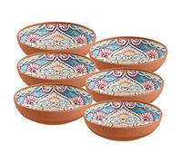 Purely Home Rio Corte - Outdoor/Camping/BBQ - Melamine Pasta & Cereal Bowls - Low Bowls Sets (6)