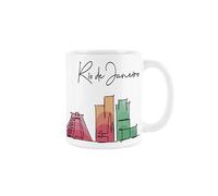 Purely Home Rio de Janeiro Mug - Colourful Brazil Skyline Souvenir Memento White Tea Coffee Gift Present Mug