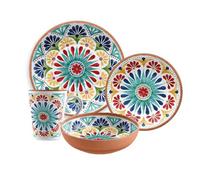 Purely Home Rio Medallion 24 Piece Dinnerware & Mugs Set For 6