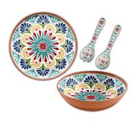 Purely Home Rio Medallion - 4 Piece - Outdoor/Garden/Picnic/BBQ - Plastic/Melamine Entertaining/Salad Serving Set with Platter