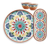 Purely Home Rio Medallion Outdoor - 4 Piece Plastic/Melamine Snacks & Nibble Platter & Bowl Serving Set