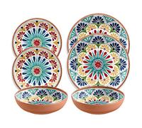 Purely Home Rio Medallion - Outdoor/Camping/BBQ Dinnerware Plastic/Melamine Set for 2 (6 Piece)