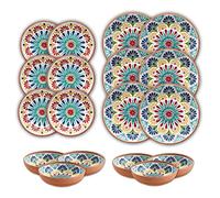Purely Home Rio Medallion - Outdoor/Camping/BBQ Dinnerware Plastic/Melamine Set for 6 (18 Piece)