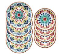 Purely Home Rio Medallion - Outdoor/Camping/Picnic - Melamine/Plastic Dinner & Side Plate Set (Rio Medallion, 8)