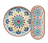 Purely Home Rio Medallion Outdoor/Picnic/BBQ - Plastic/Melamine Entertaining Platter Serving Set for Nibbles