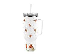 Purely Home Robins - 40Oz Stainless Steel Extra-Large Travel Cup With Straw And Lid