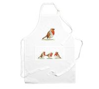 Purely Home Robins Apron - British Birds Kitchen Cooking & Baking Apron with Adjustable Neck and Waist Ties - Large Front Pocket Mens Womens Unisex Gift