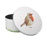 Purely Home Robins Large Cake Tin - British Birds & Nature Kitchen Gifts - Round Metal Storage Container For Baking 23 X 10Cm