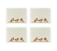 Purely Home Robins Placemat Set - Home & Kitchen Décor Bird Gift - Set Of Four (4) Fabric Table Placemats