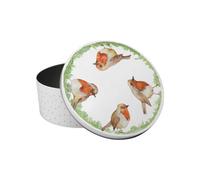 Purely Home Robins Small Cake Tin - British Birds & Nature Rhiannon Chauncey Kitchen Gifts - Round Metal Storage Container For Baking 18 X 7Cm