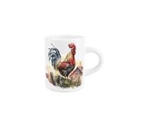 Purely Home Rooster Espresso Cup - Countryside Farm Animals & Birds - Small Mini White Ceramic Coffee Shot Mug