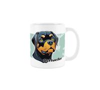 Purely Home Rottweiler Dog Mug - Cartoon Fun Novelty Gift for Dog Lovers - Tea/Coffee Ceramic White Cup