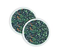 Purely Home Round Botanical Christmas Mistletoe Worktop Protectors - Set Of 2
